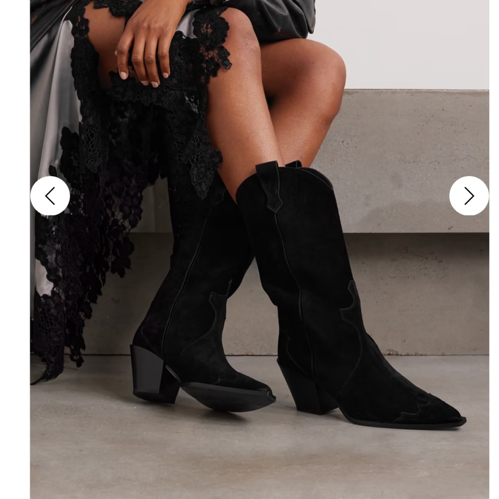 Aeyde Ariel Black Suede Western Boots NWOB size 10